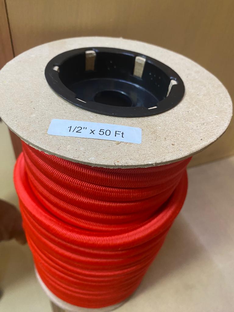 1/2" x 50 ft Shock Cord Finish Red, Blue, Yellow & Green (Close Out)